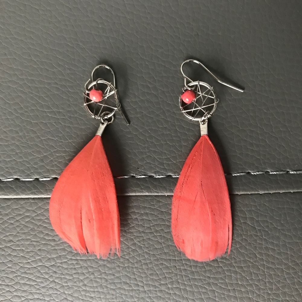 Pink Feather Earrings